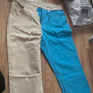 SHEIN Beige and Blue Pants